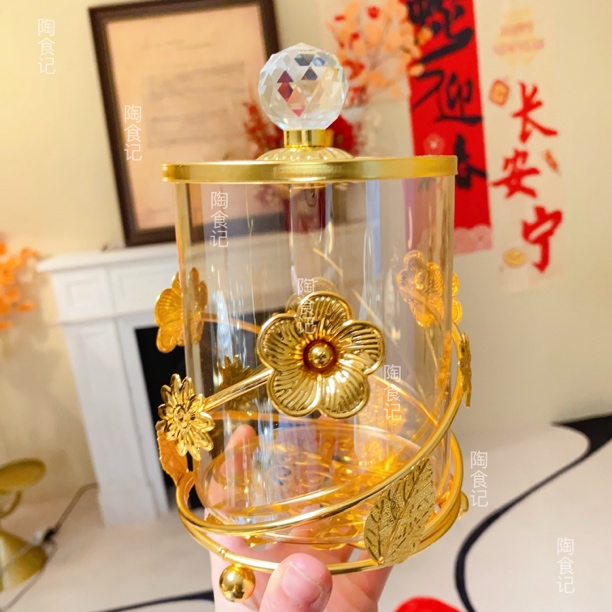 带盖金属水晶欧式透明糖果罐