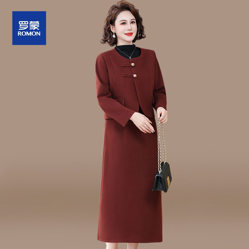 喜婆婆婚宴装妈妈秋装连衣裙中老年气质小香风外套春秋季两件套女