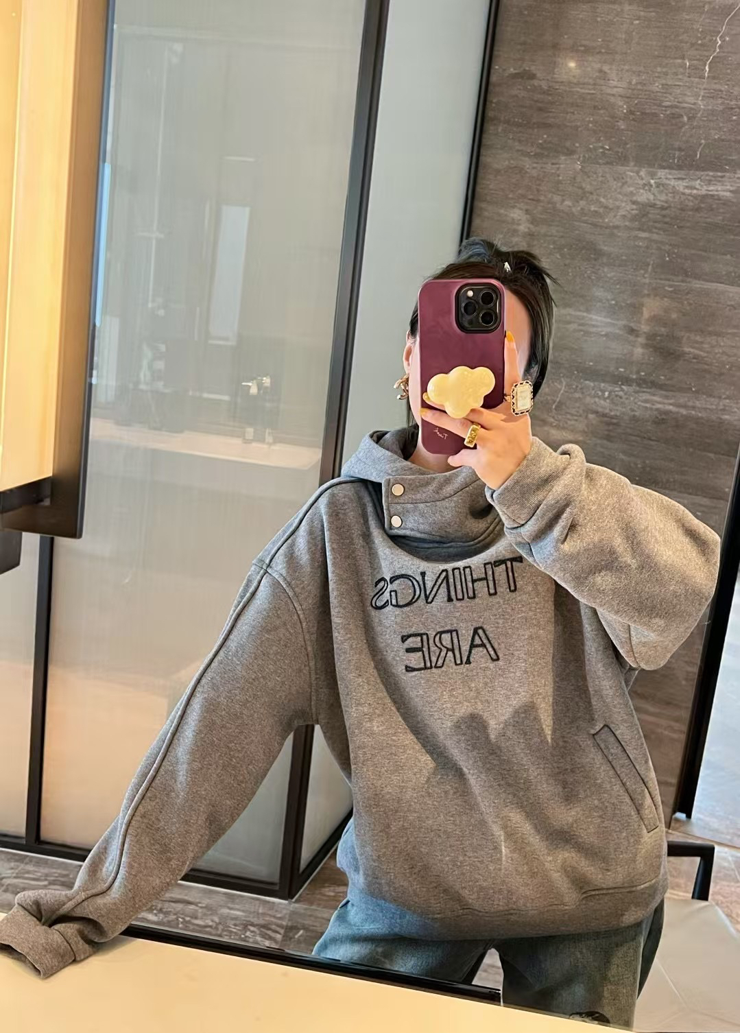 4115#深圳BOHAN秀秀家2024秋冬新款兔子毛球连帽加绒卫衣