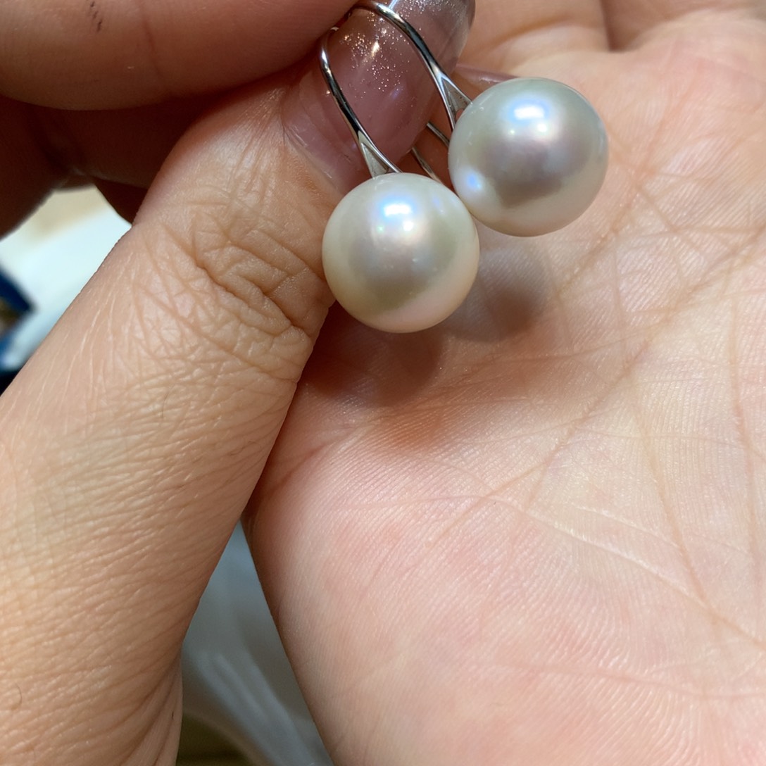 淡水珍珠耳饰银S925镶嵌