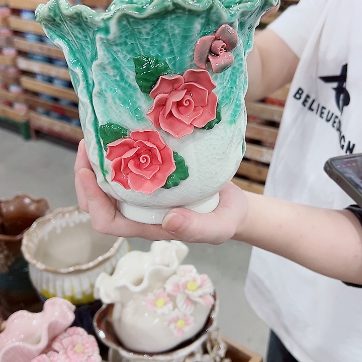 有孔，凑单福利满10元发货陶瓷多肉花盆！