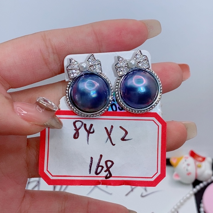 银S925镶嵌耳饰淡水珍珠168米