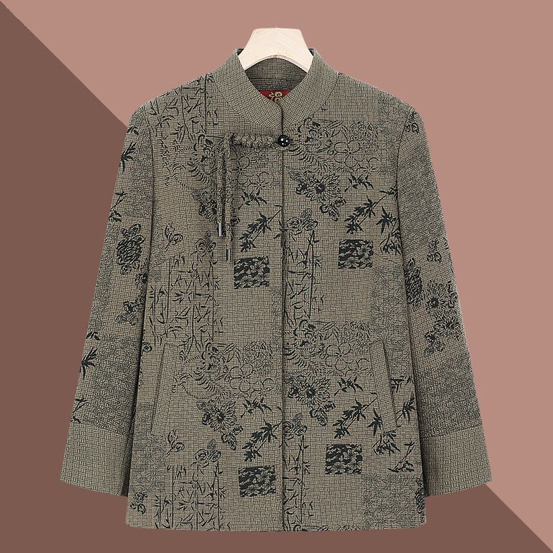 {春姐53}中老年人秋装外套女奶奶装盘扣新中式衣服妈妈上衣