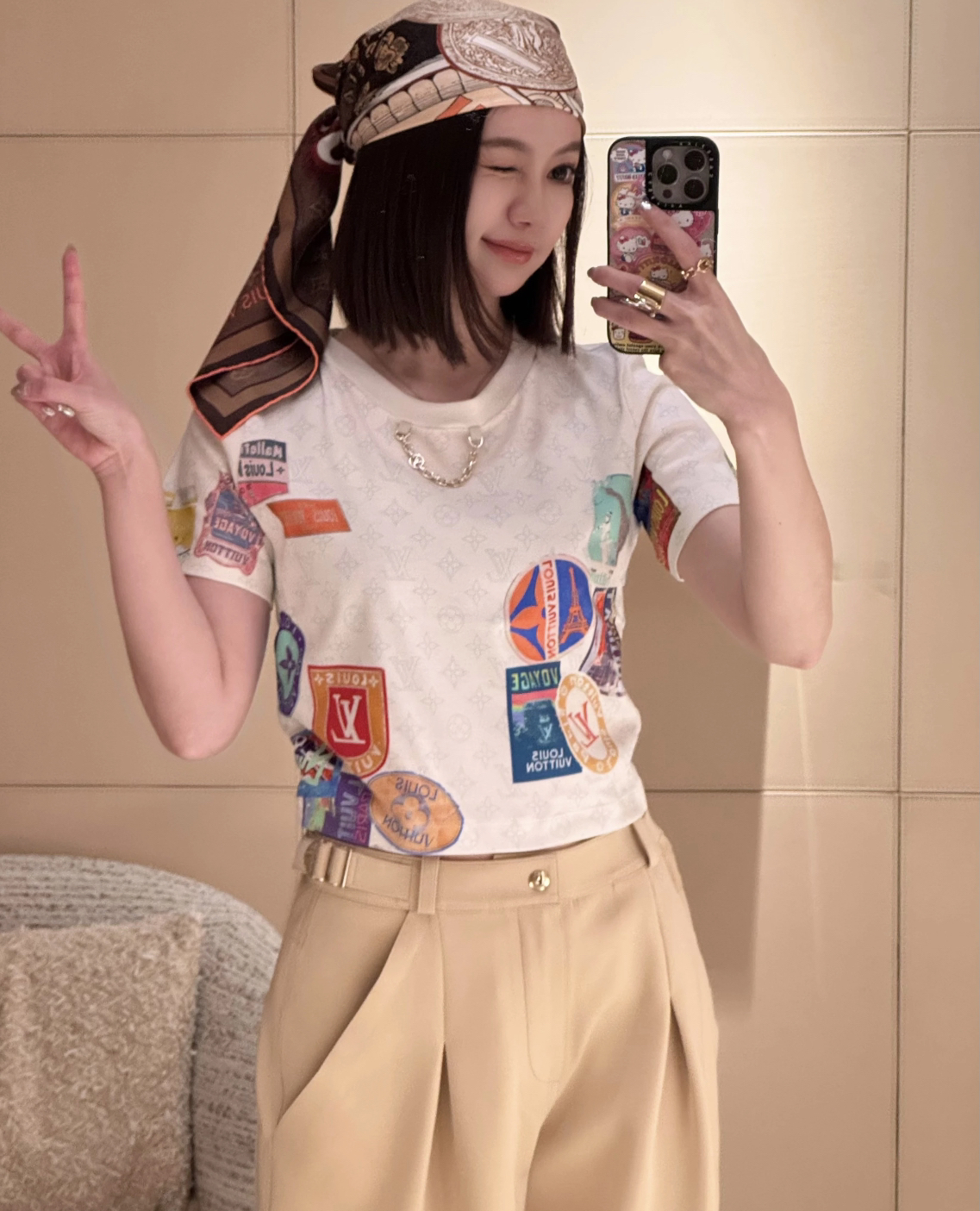 未使用 LouisVuitton/路易威登  AA3225 棉 25ss卡通字母logoT恤S