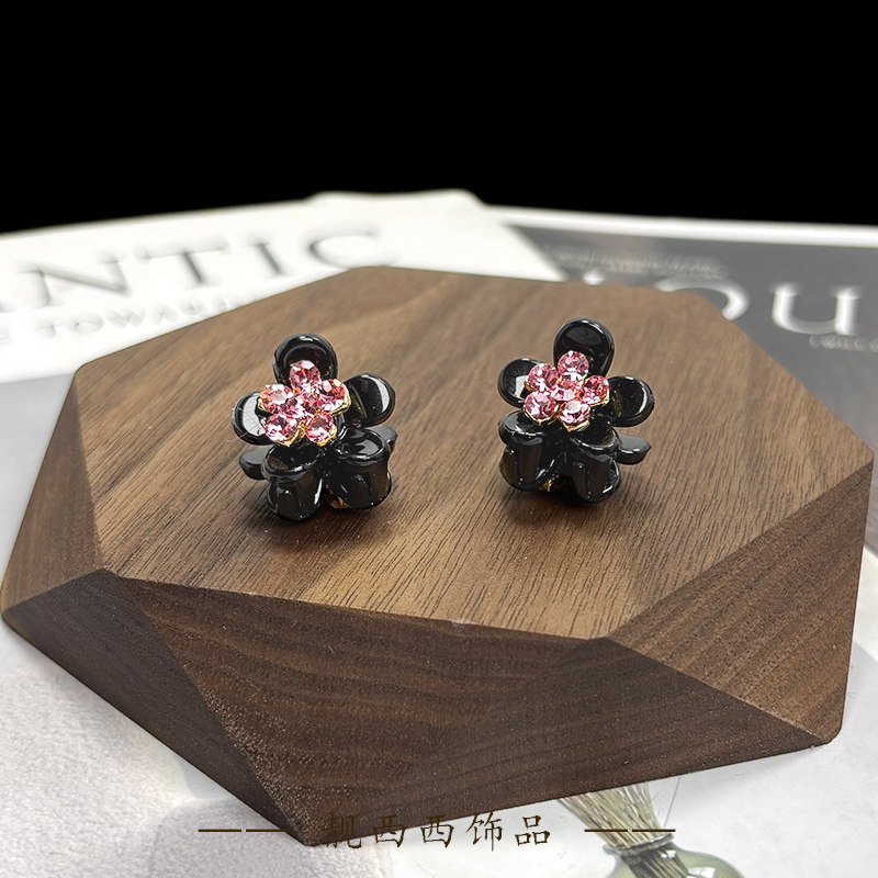 【LXX靓西西】339刘海抓夹1.8厘米粉色花朵精致刘海抓一对装