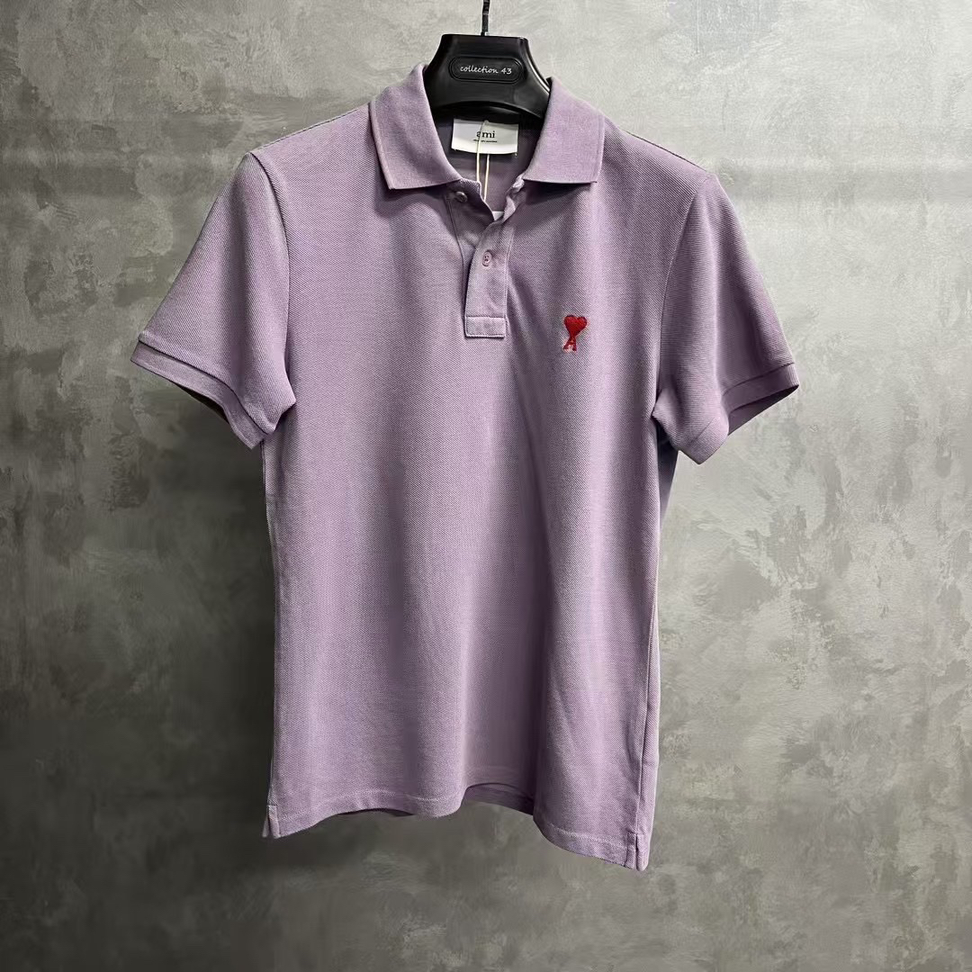 未使用 maje amiparis 深紫色爱心字母logo印花短袖polo衫/xs
