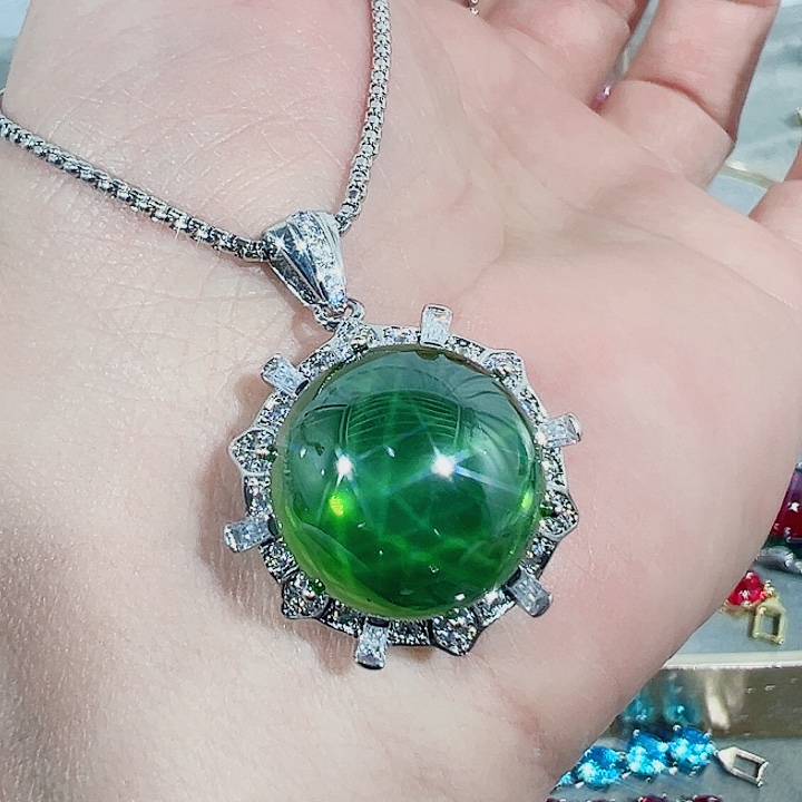 非金属红色蓝色满镶嵌吊坠戒指