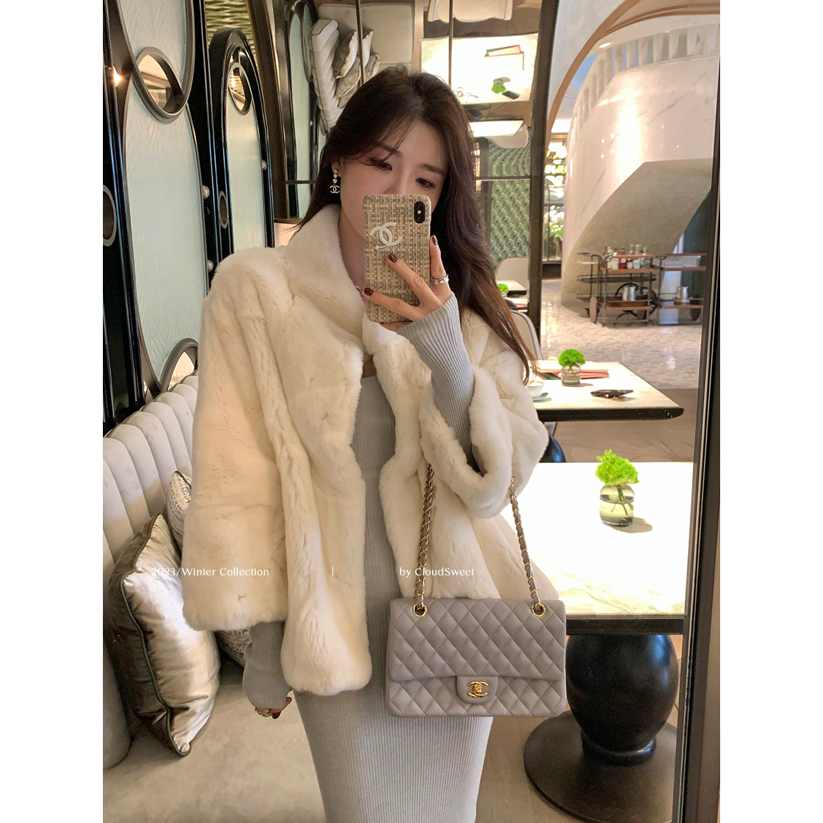  CloudSweet 奶香大白兔_气质温獭兔秋冬质感毛毛厚外套