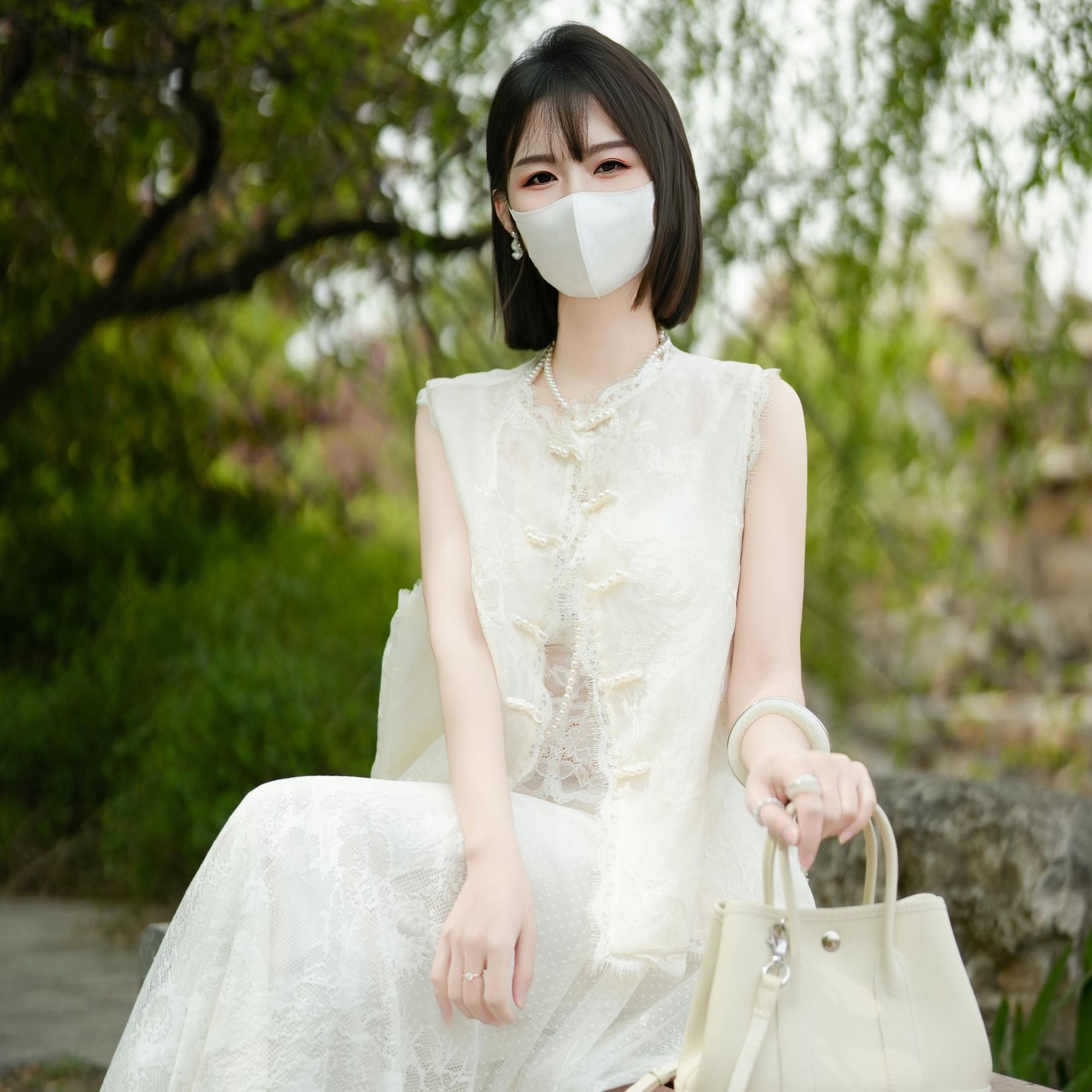 【双旦福利】锦行 新款国风桑蚕丝蕾丝拼接立领上衣马甲 JX-5009