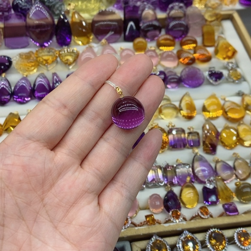 【闪购商品】水晶吊坠18K金镶嵌水晶