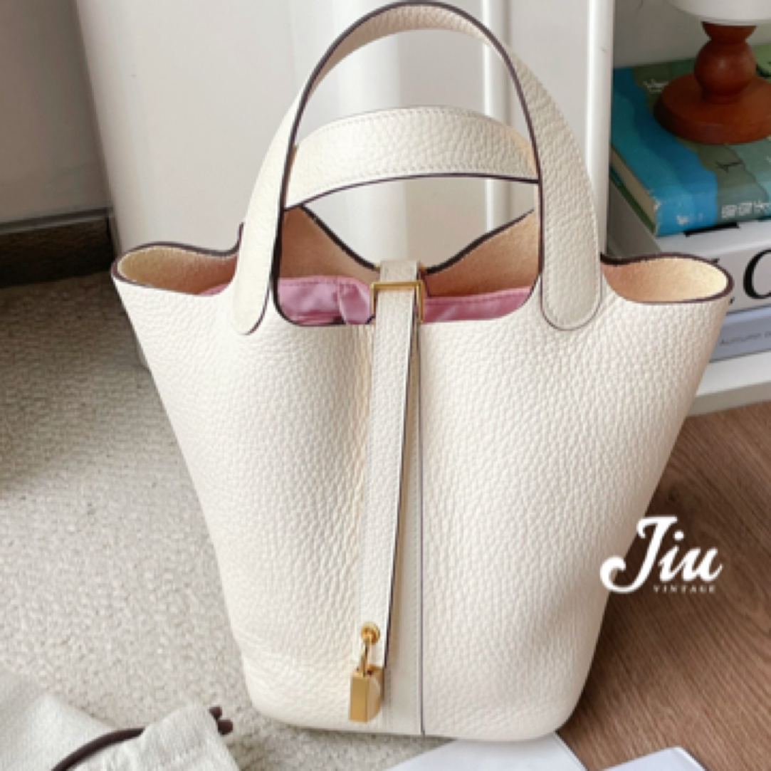 99新 Hermes/爱马仕 菜篮子18奶油菜b刻防尘袋说明书JM2-7501