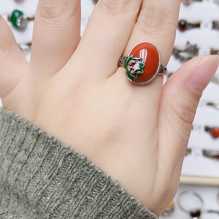 玛瑙/玉髓银S925镶嵌戒指