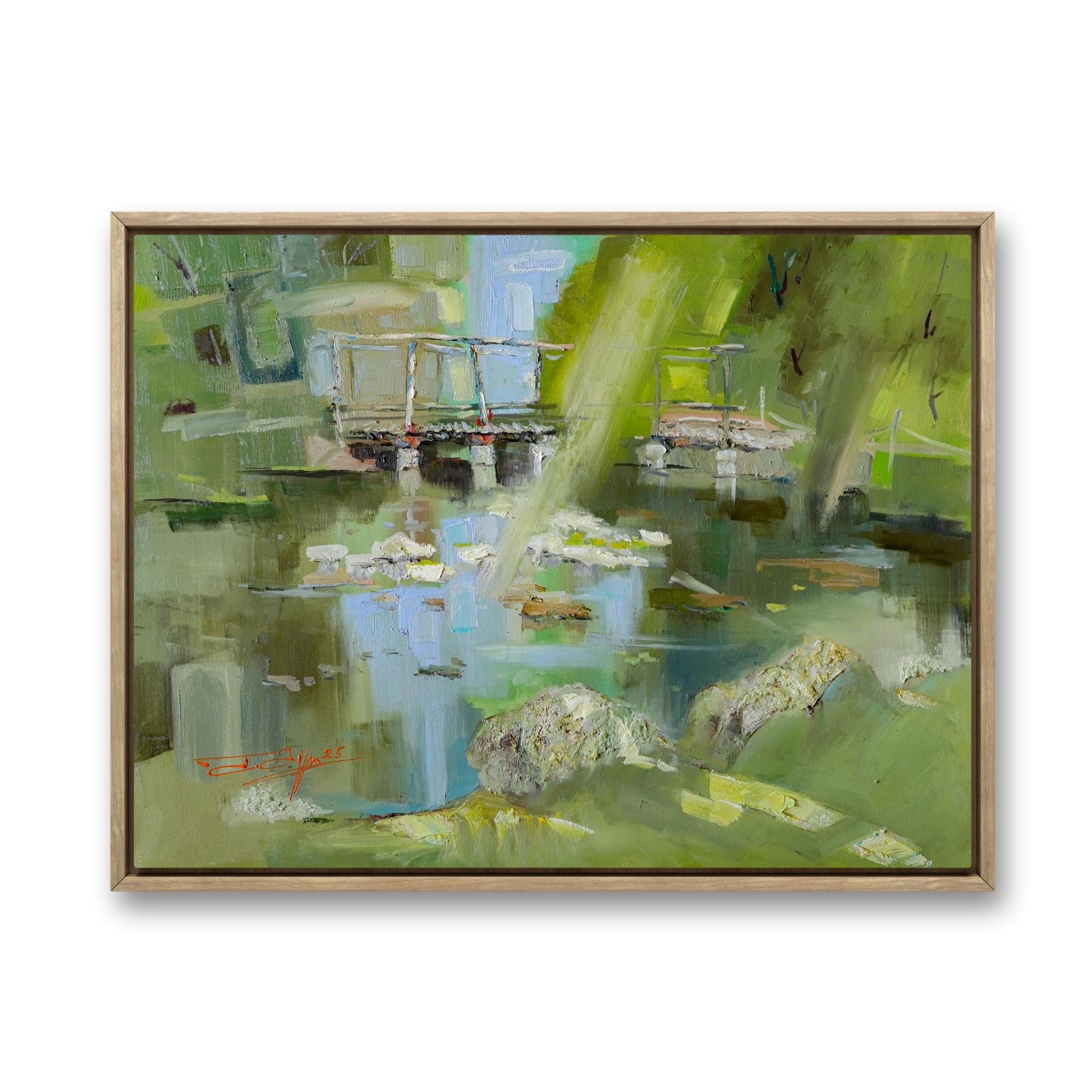 D37.24俄罗斯原创手绘布面油画丘尔辛《睡莲池》60*80cm 2025年客厅