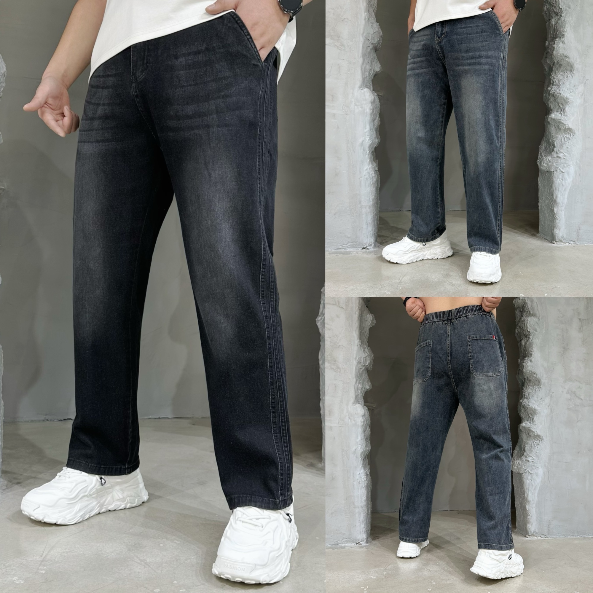 胖语大码男装 2025年秋冬重工水洗百搭男士休闲直筒牛仔裤9815#F 
