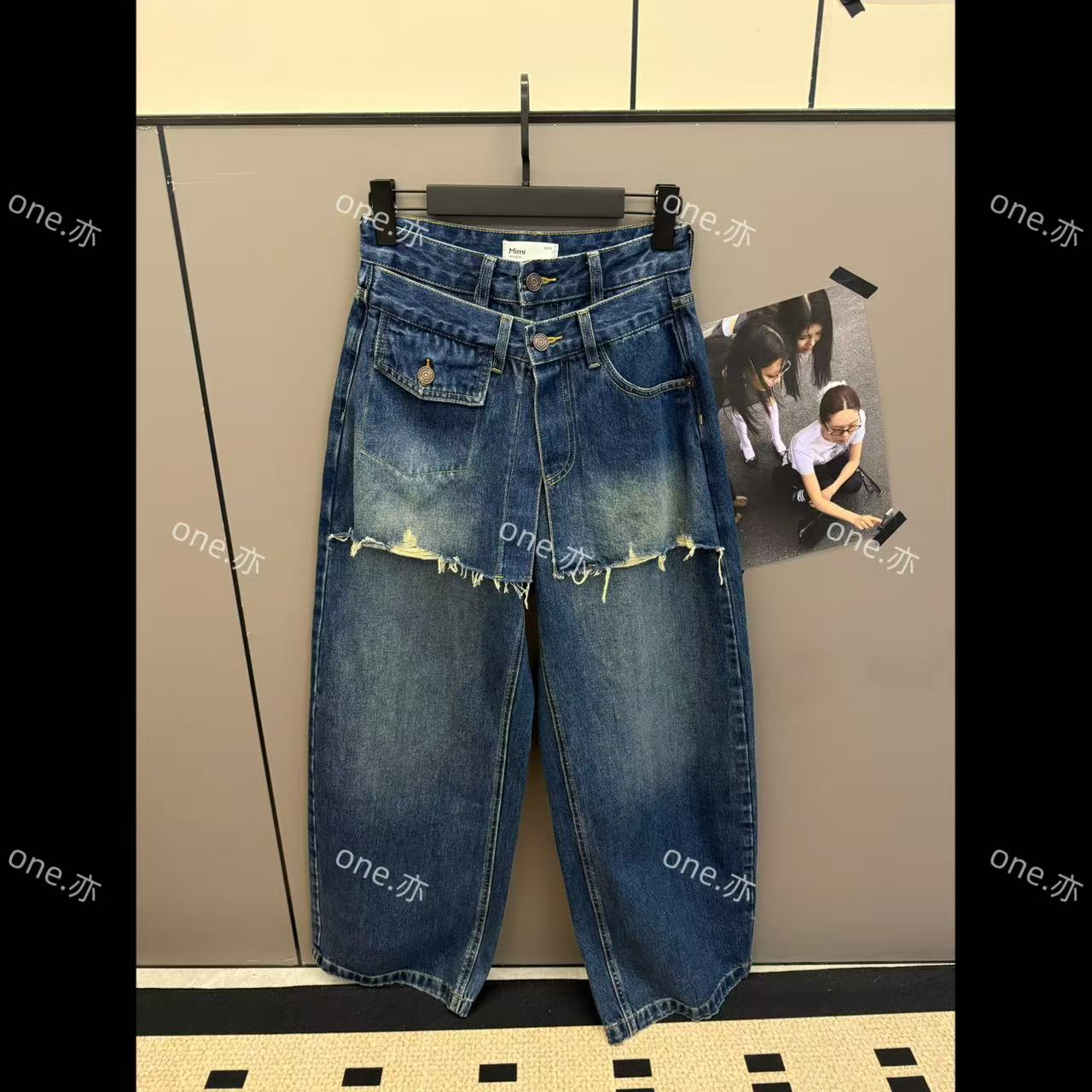 【一个亦】双层毛边牛仔裙裤YF/86605