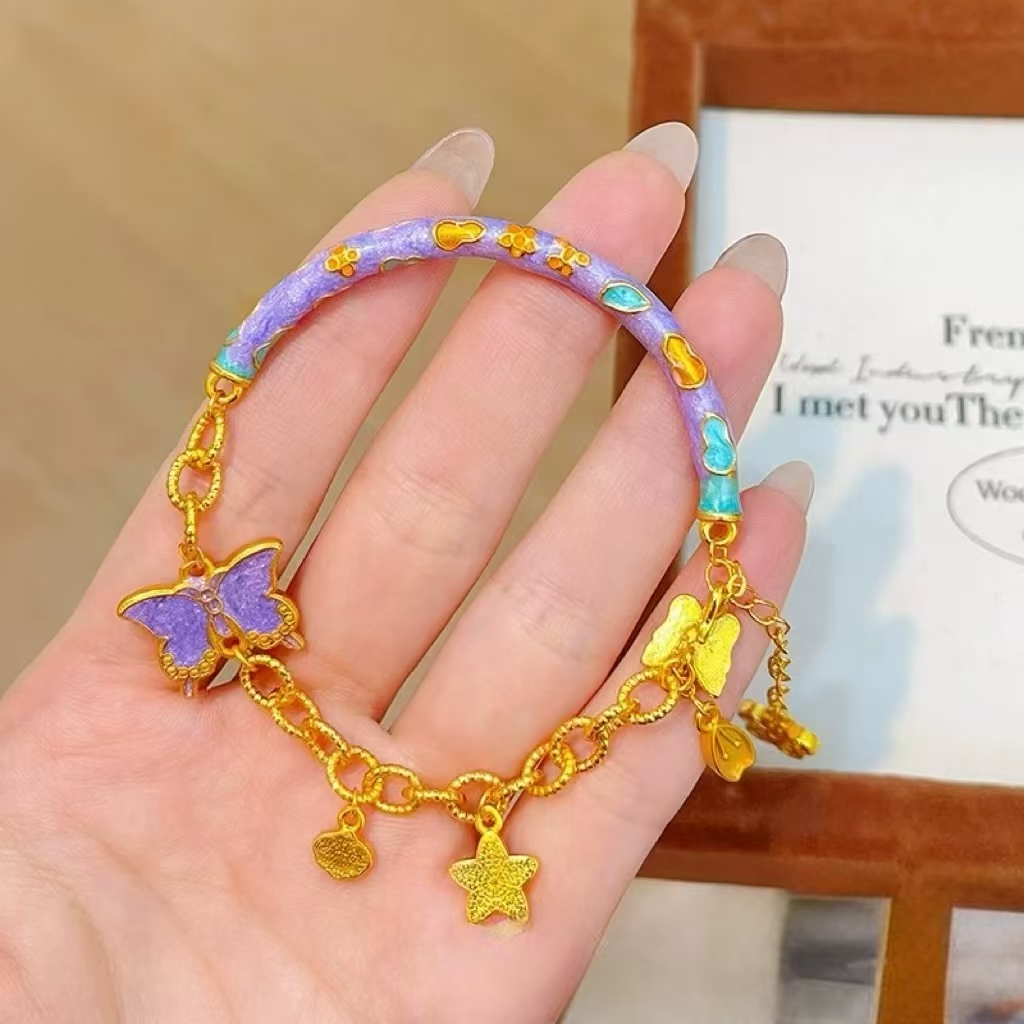 合金手链 九紫彩色蝴蝶四叶草手链可爱立体饰品女款轻奢送礼佳选
