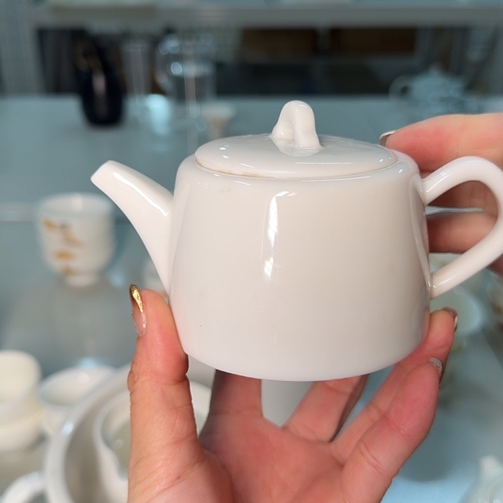 微瑕羊脂玉汉瓦壶200cc泡茶壶90°掉盖