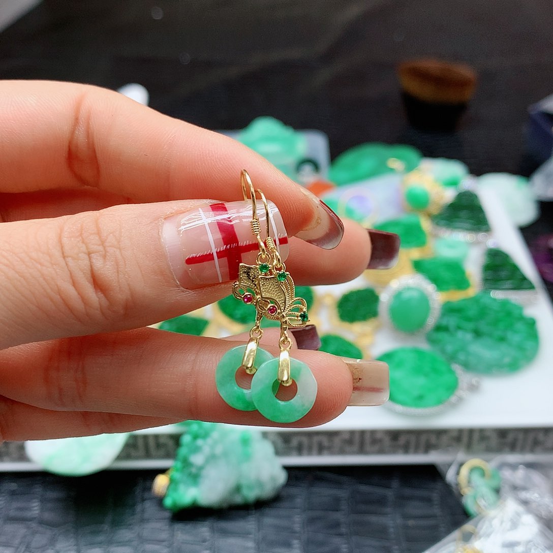 【闪购商品】翡翠耳饰银S925镶嵌，