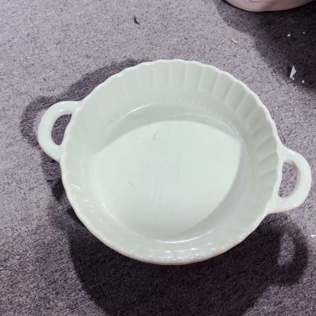 陶瓷马卡龙奶油色八寸双耳汤碗