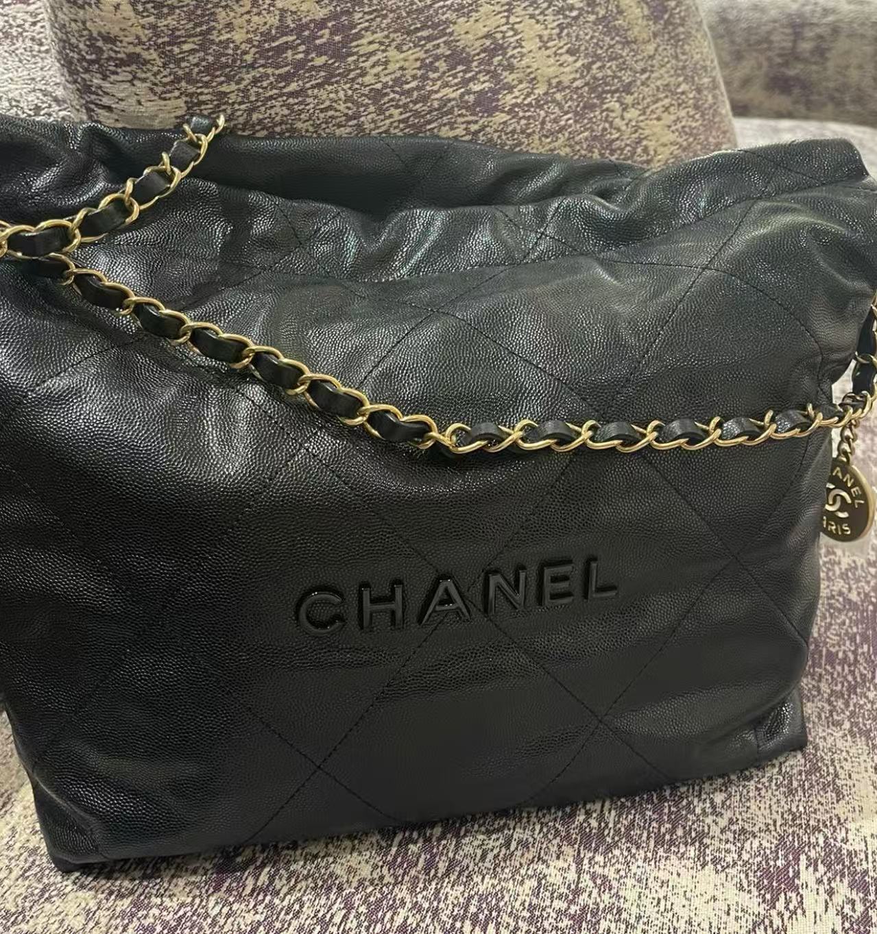 95新 Chanel/香奈儿 HIHI/So Black荔枝纹22bag小号/11043491