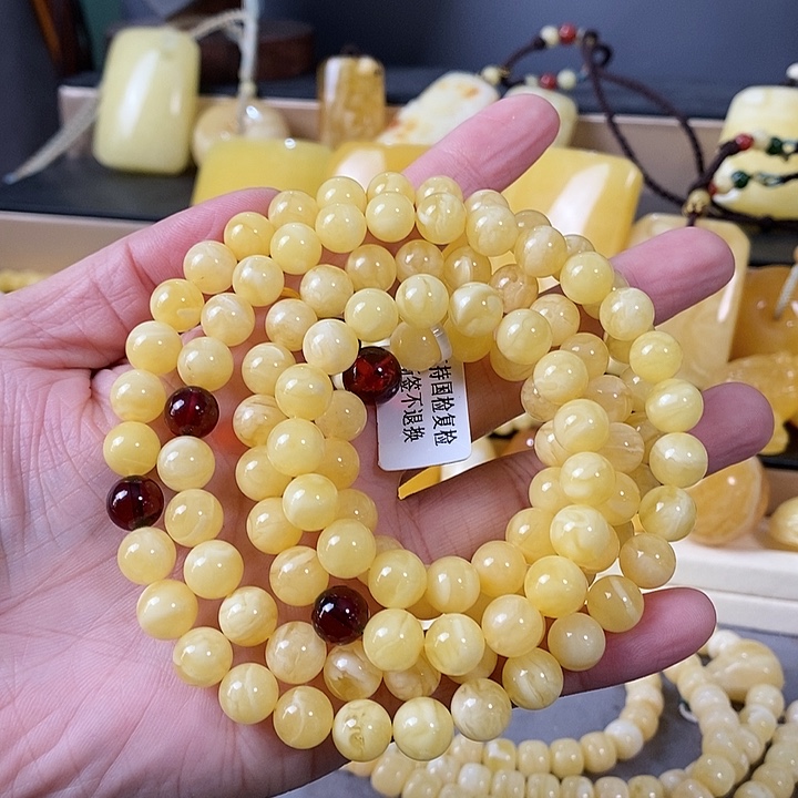 琥珀未镶嵌裸石108手链