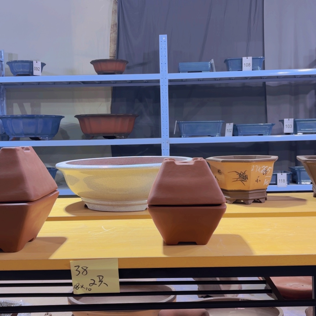 紫砂四方斗盆红色小号一对