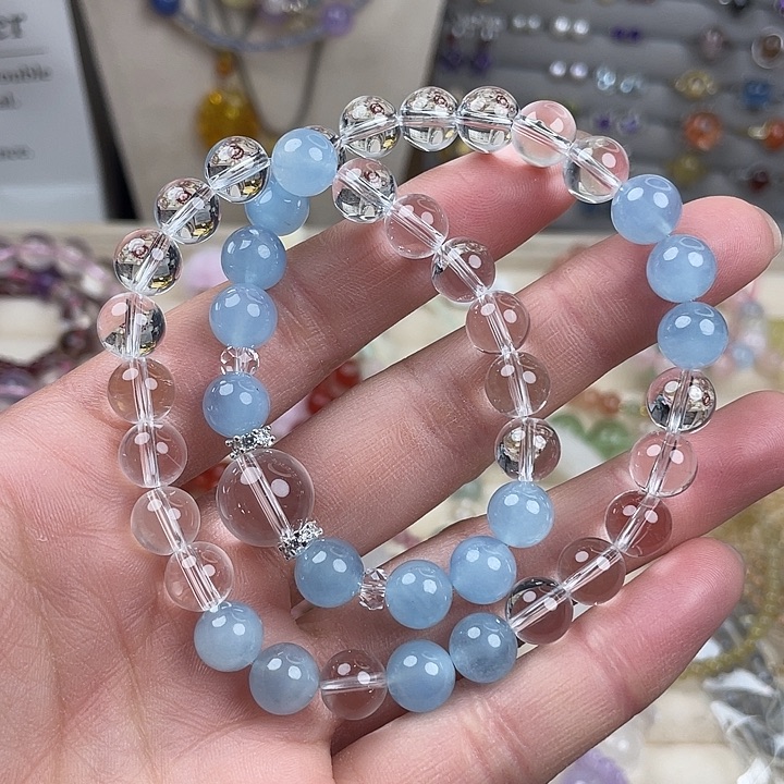 未镶嵌手链水晶海蓝宝白水晶