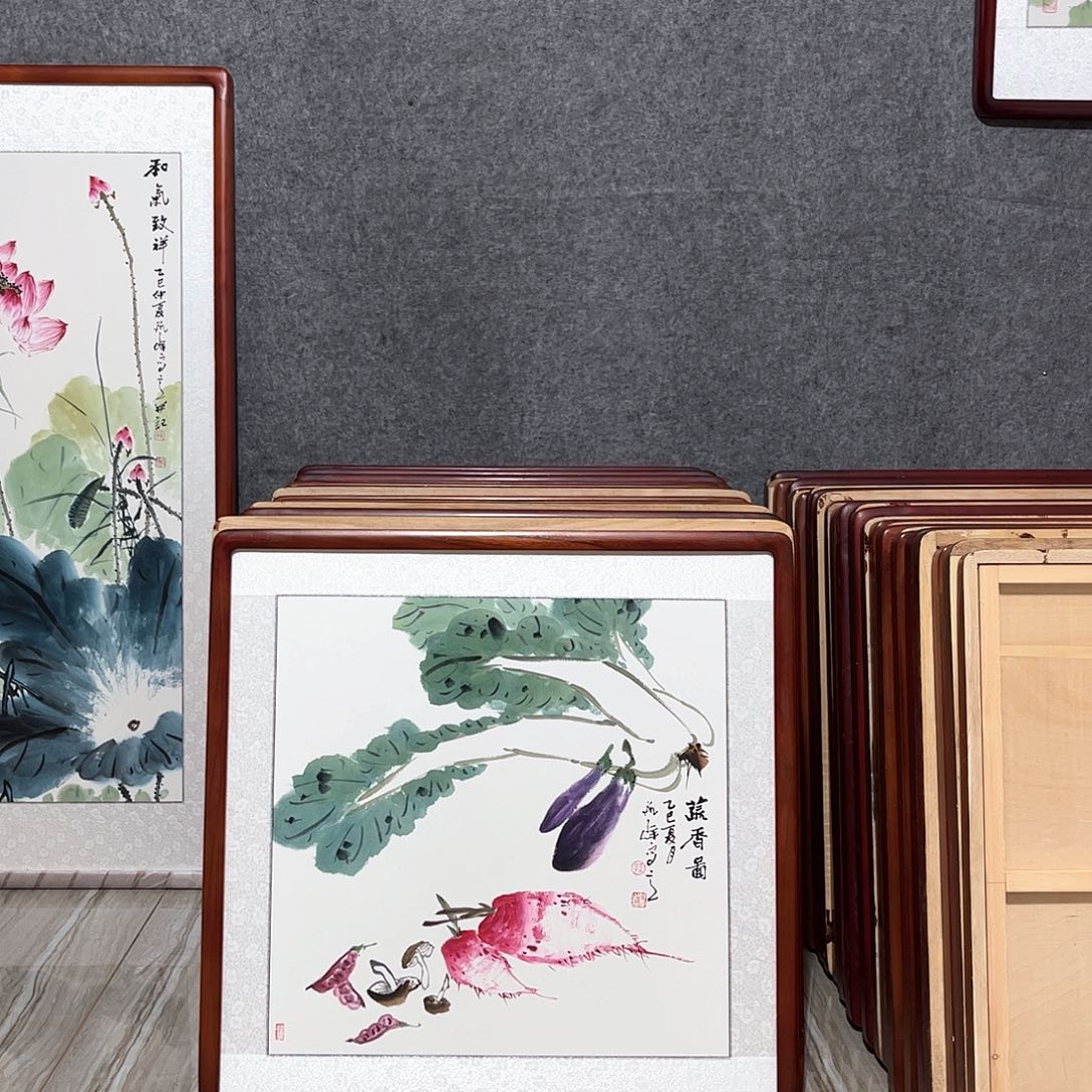 国画书画作品带框63×63