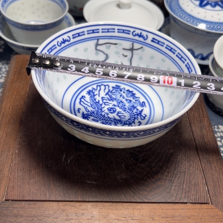 陶青花玲珑5寸饭碗