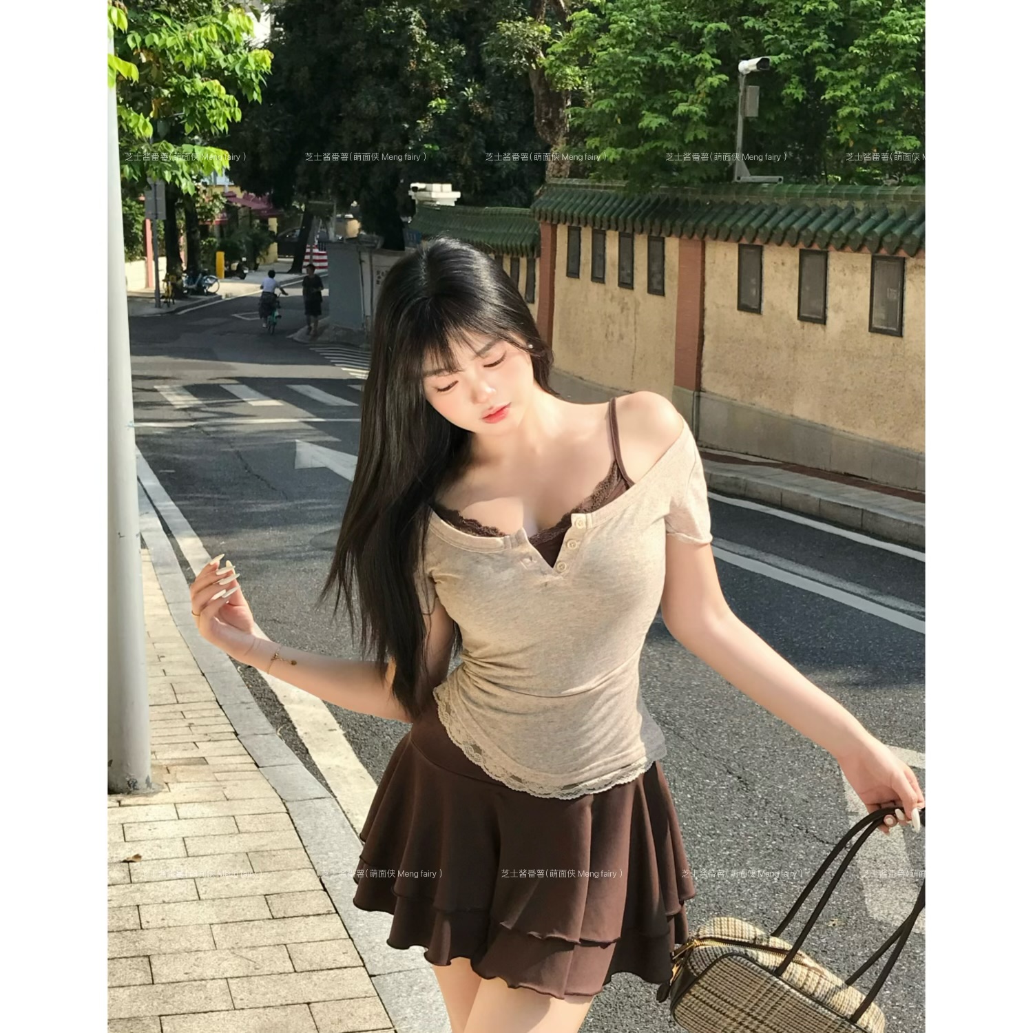 清清萌面侠芝士【浓郁生巧】时尚百搭吊带裙洋气上衣女5586M5588M