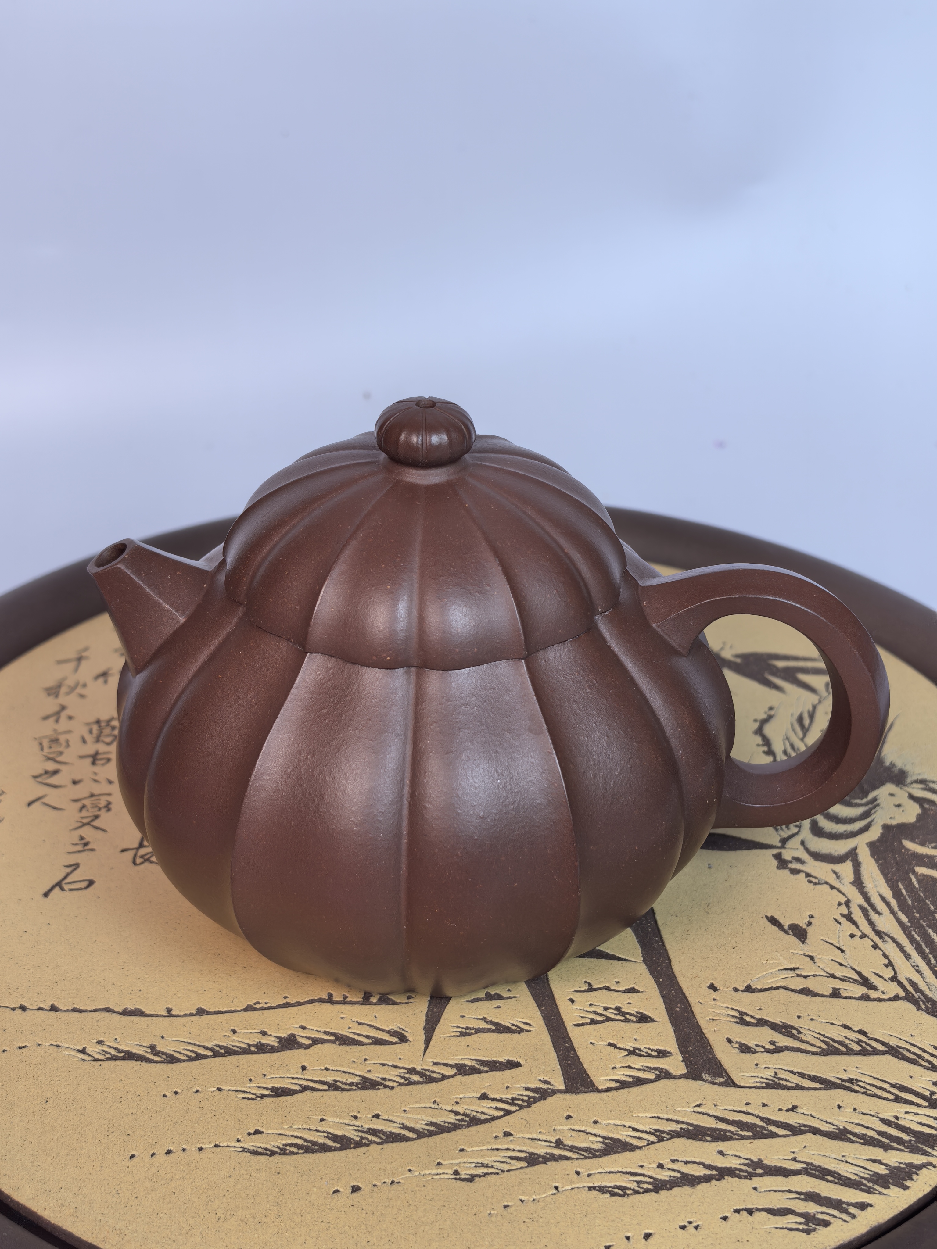 宜兴紫砂壶原矿底槽清泥荕纹文旦壶260cc左右筋纹筋纹紫砂壶