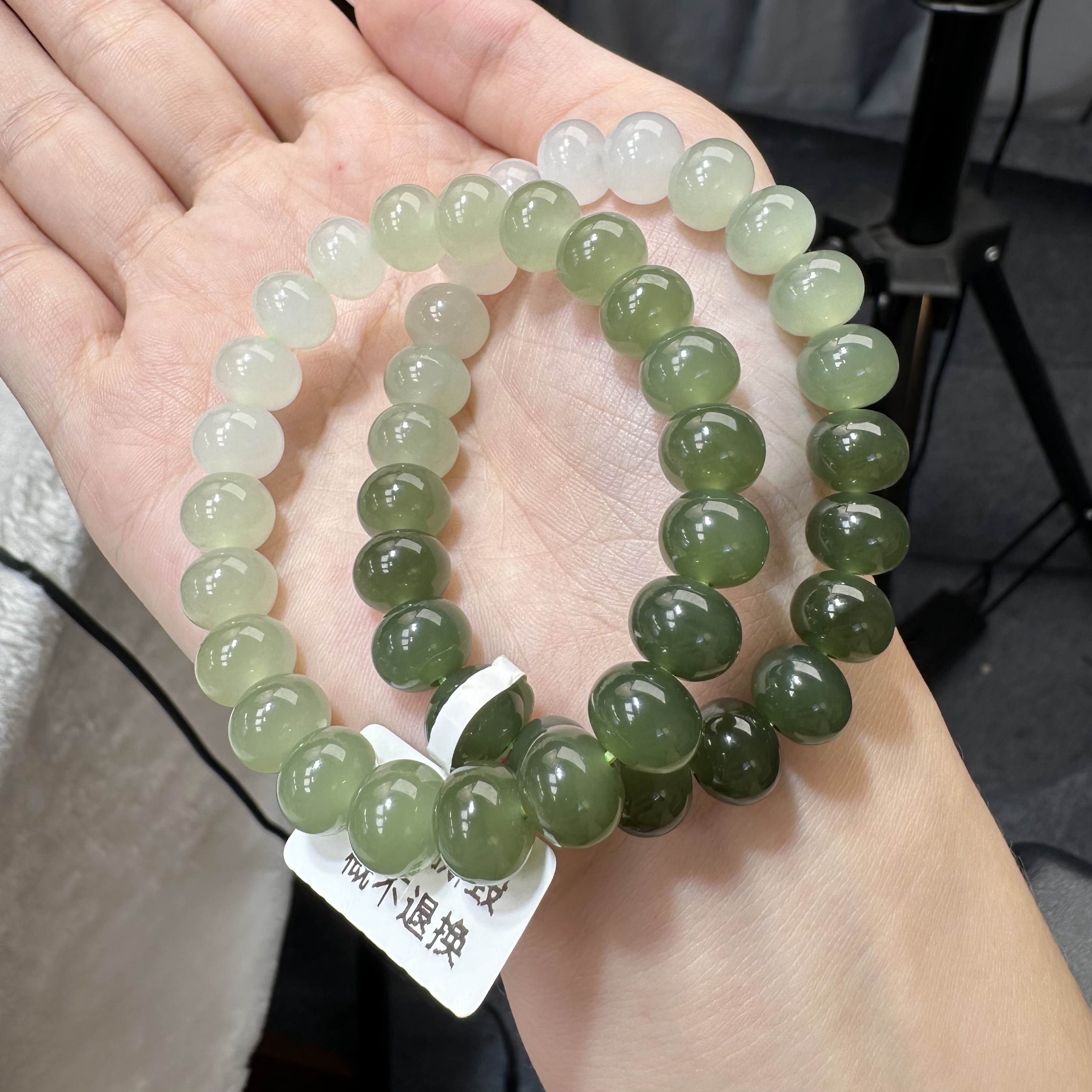 【精挑货头】天然和田玉渐变青海料手串J80正品珠子素圈多样性发一.