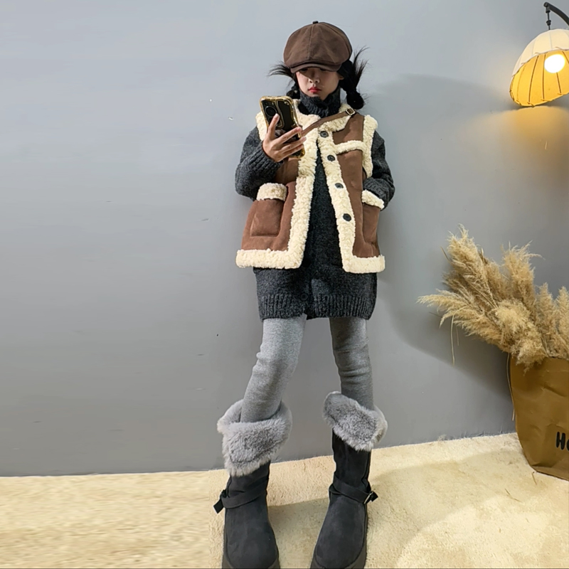 【毛妈潮牌】女童冬装韩系开衫针织毛衣2025新款中大童宽松百搭毛衣