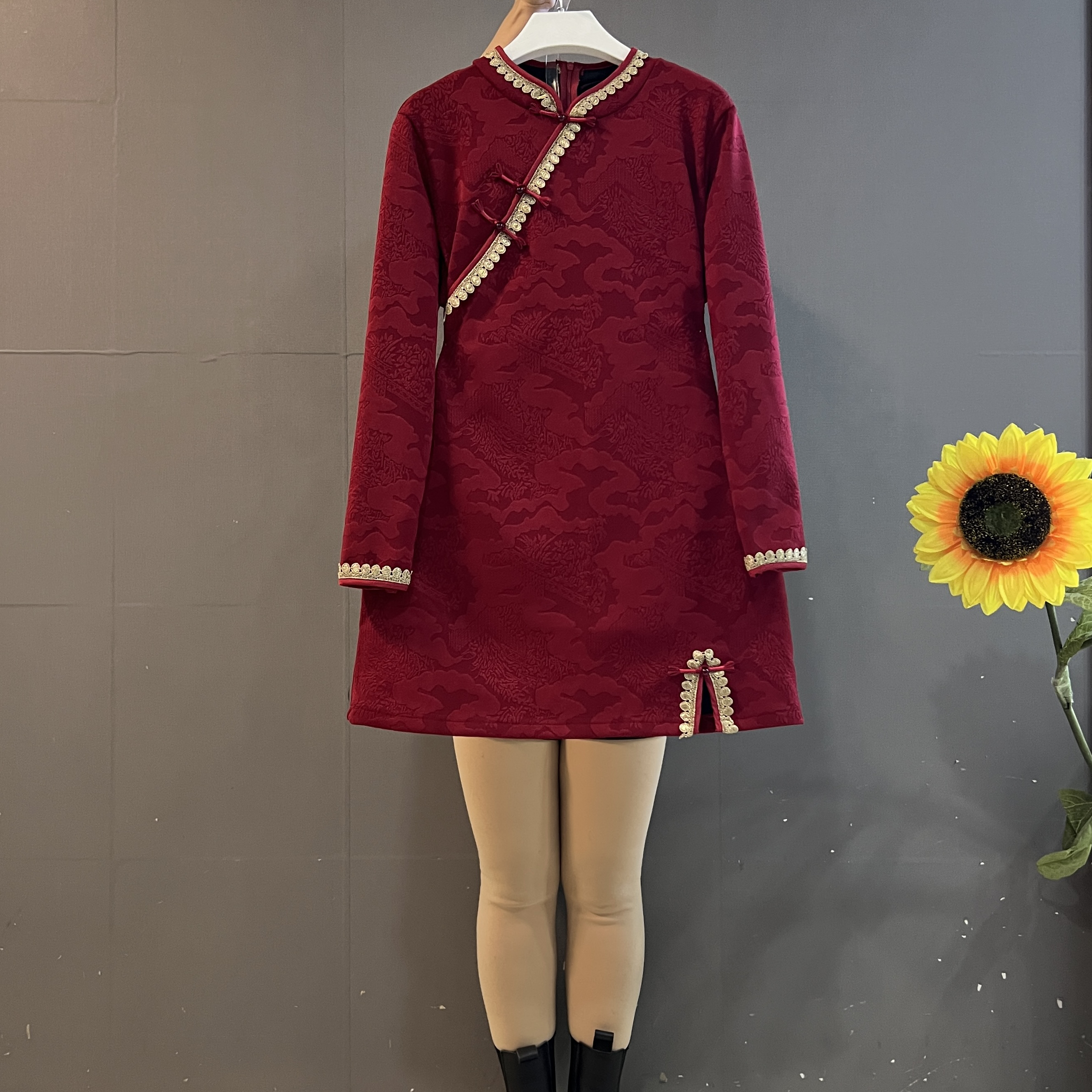 新款时尚国风复古盘扣收腰显瘦中式连衣裙