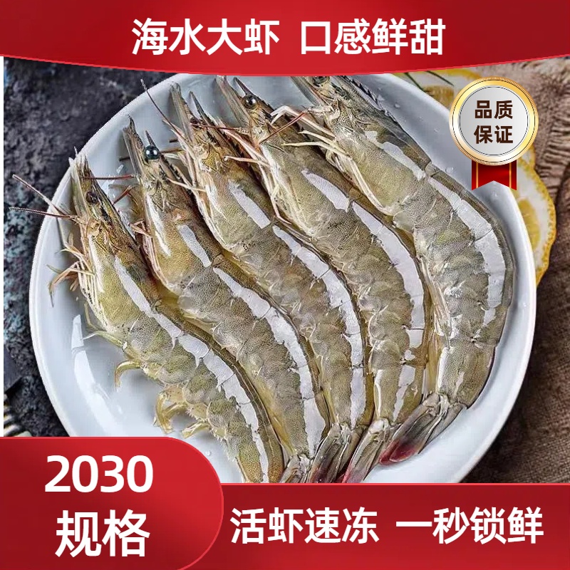 青岛大虾2030大大号海虾15-18厘米左右40-45只左右活虾速冻1500g