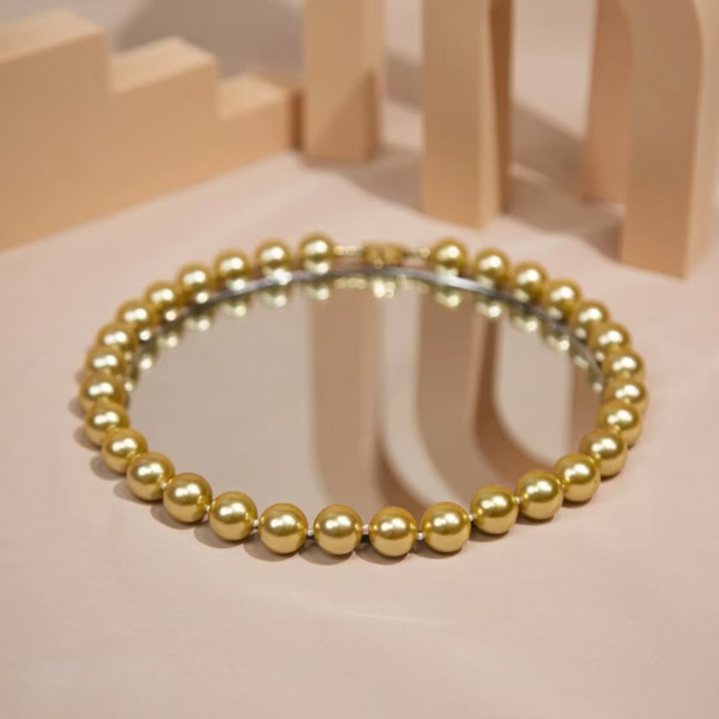 【飛梵匠造•优选】10-11mm金珍珠极强光正圆无暇全珠链