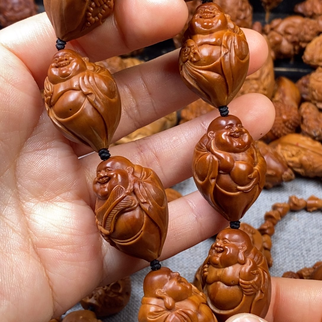 橄榄核手串/手链2.2马越辉 包衣弥勒佛手持