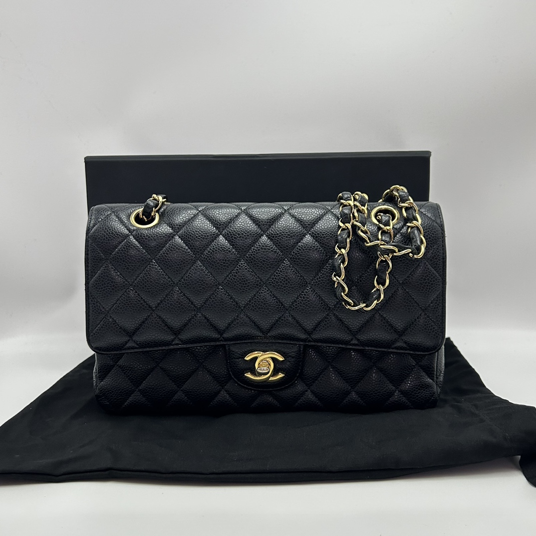 95新 Chanel/香奈儿 黑金CF中号单肩斜挎包 16235
