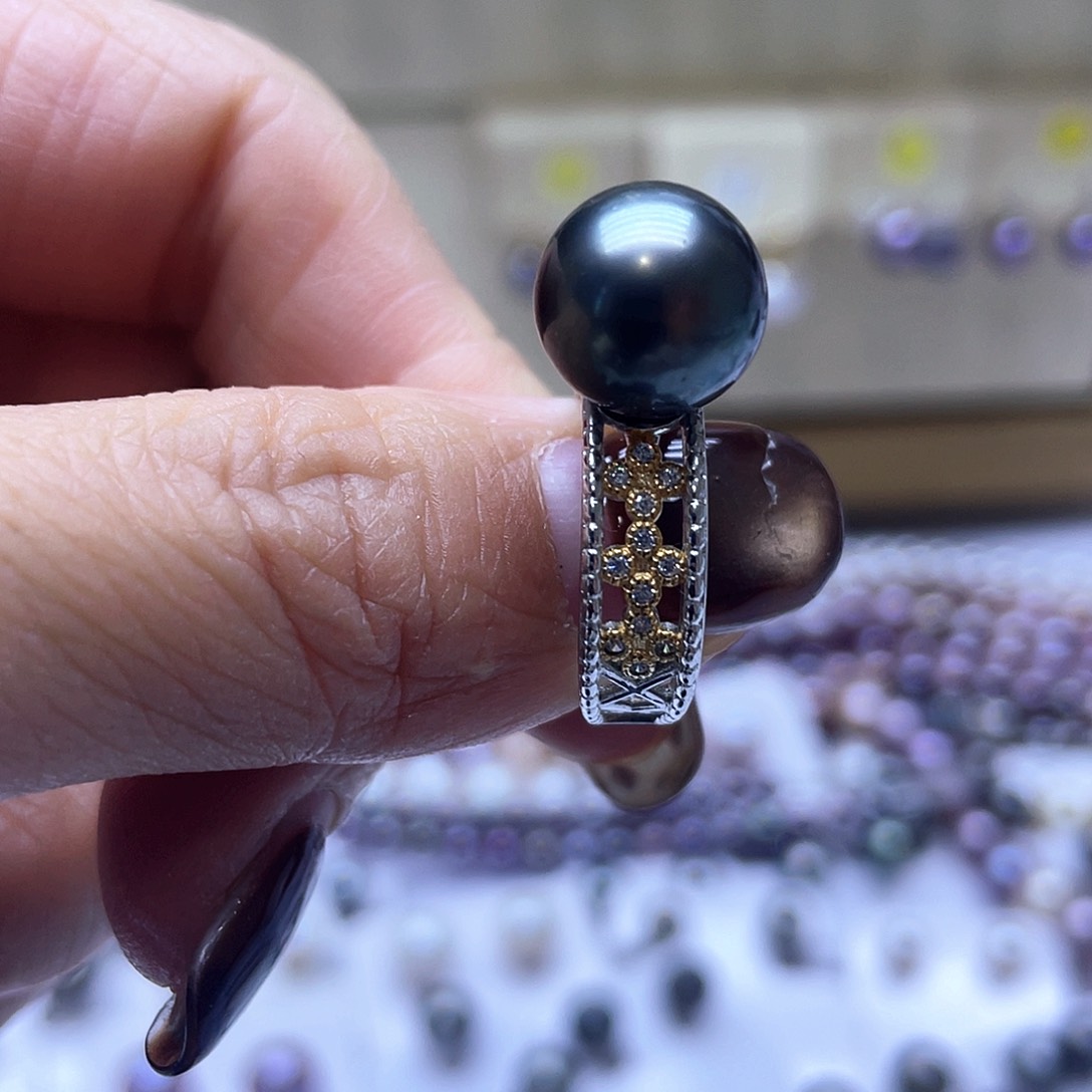 海水珍珠戒指银S925镶嵌