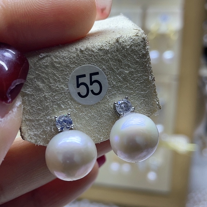 银S925镶嵌淡水珍珠耳饰