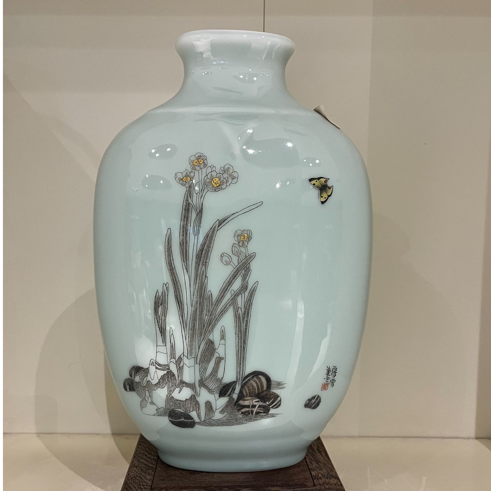 昆仑牌鲁青瓷窑变釉扁瓶《玉荣临风》34cm*22cm