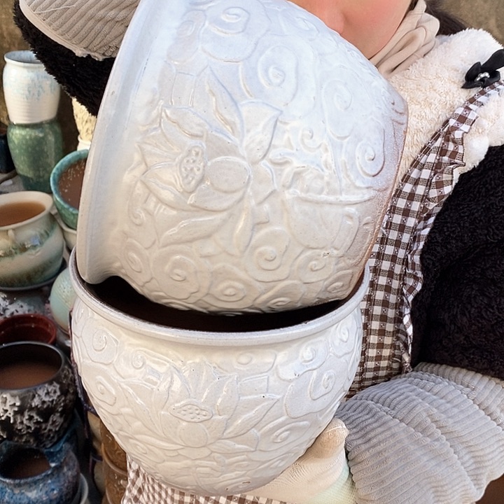 紫砂花盆瑕疵口20高16