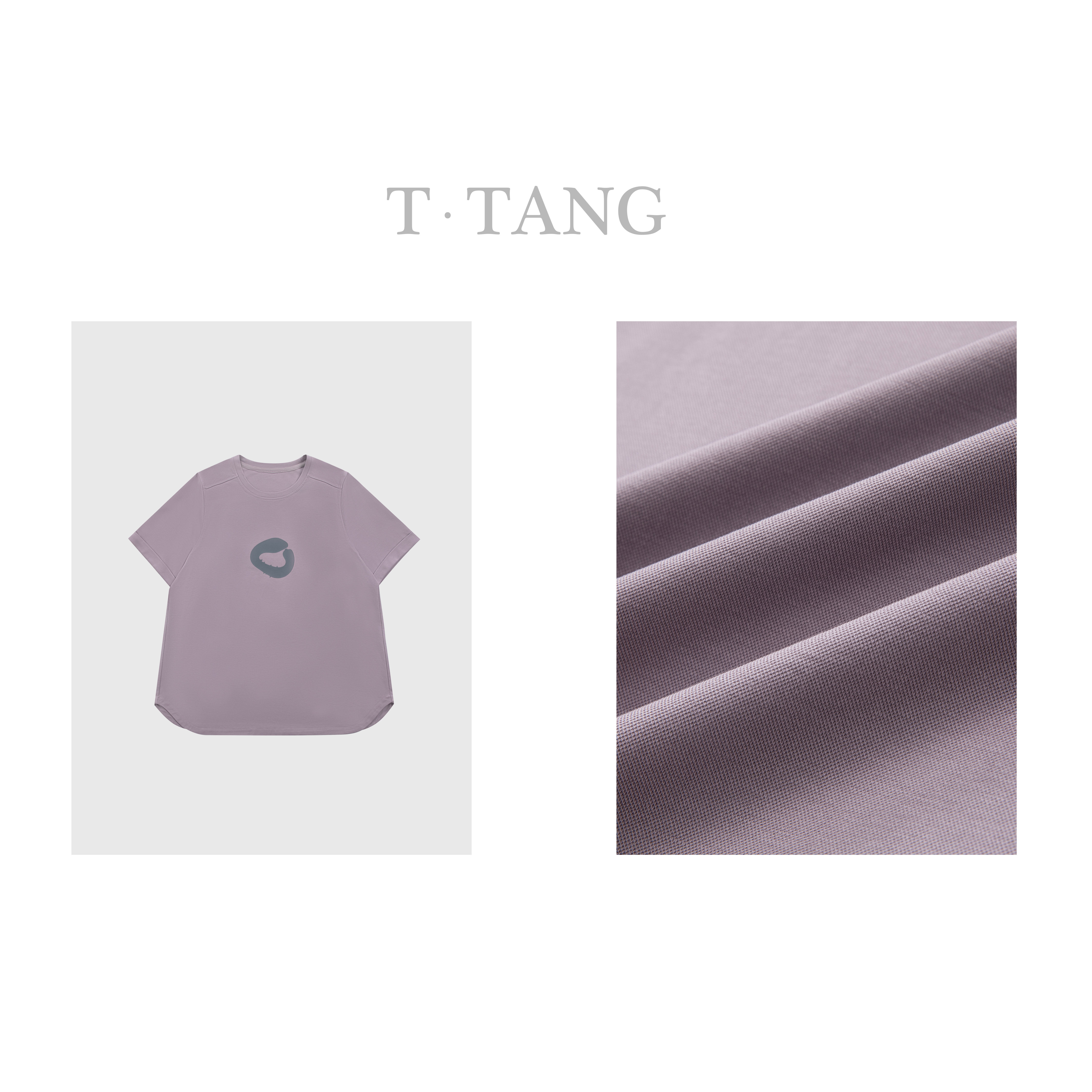 FL秋季200g雾感丝光珠地棉圆领宽松正肩显瘦印花T恤上衣【6555】TT