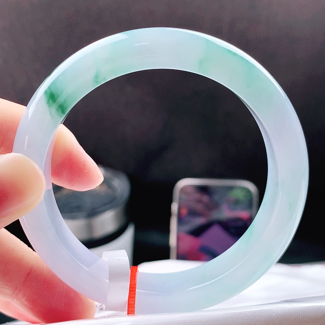 未镶嵌手镯翡翠56冰蓝花翠