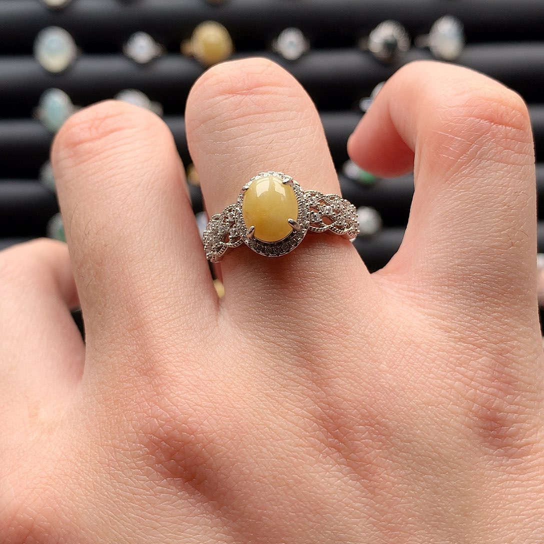 翡翠戒指银S925镶嵌0029