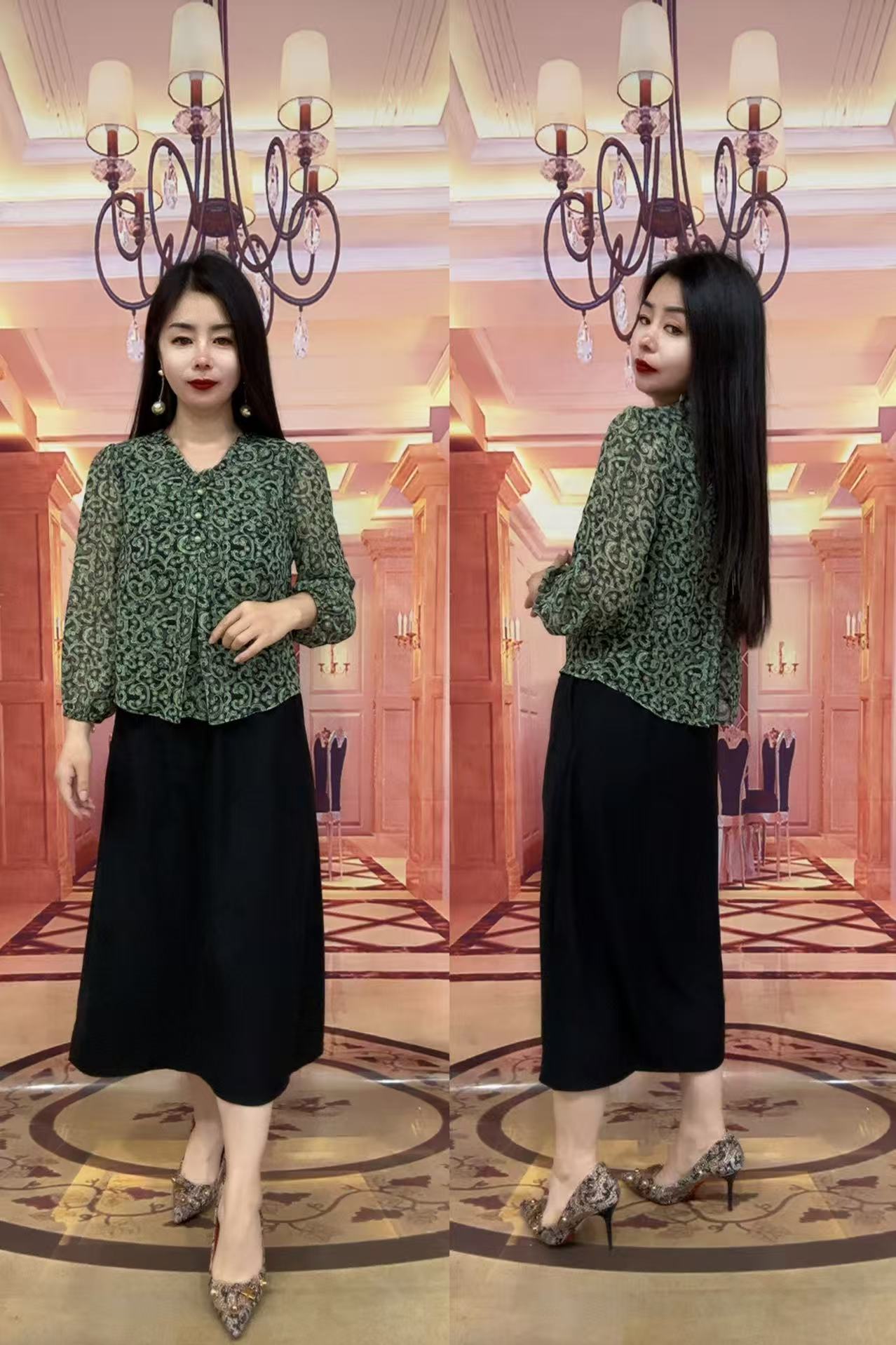 H3316气质款假两件连衣裙