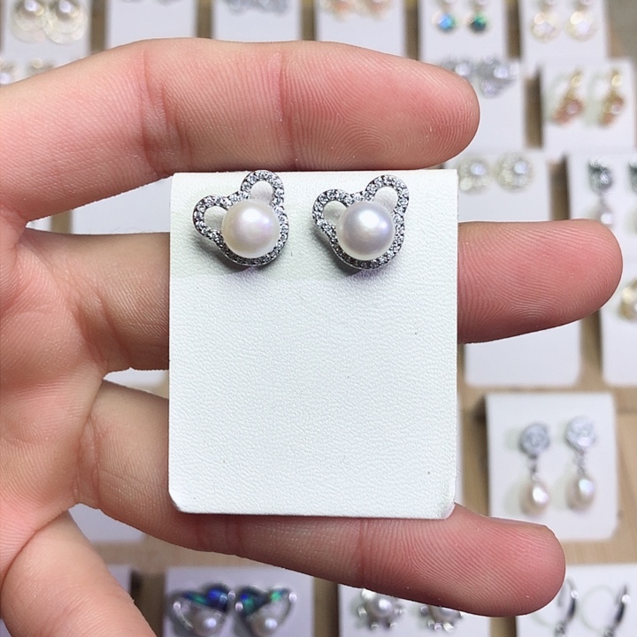 淡水珍珠耳饰银S925镶嵌