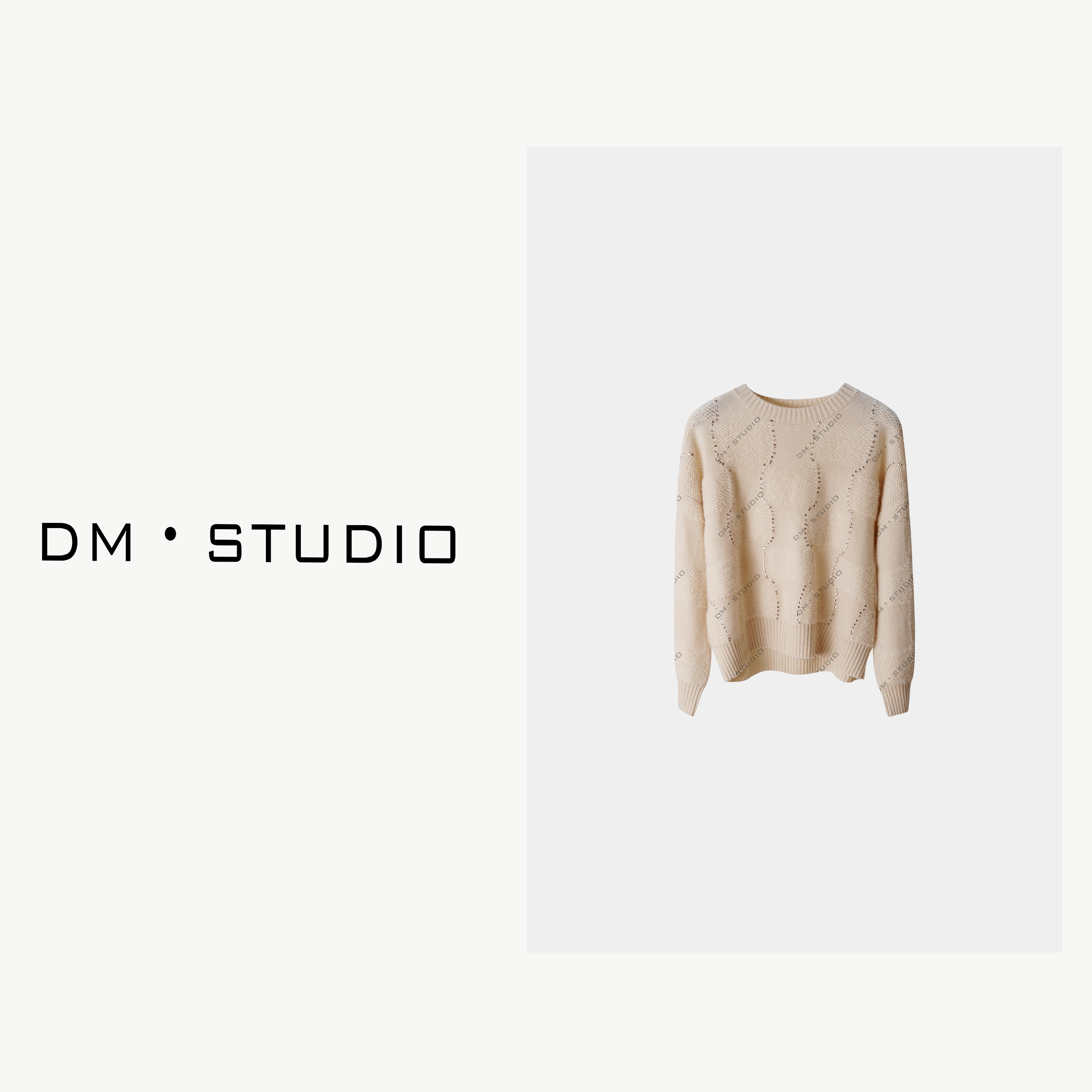 -DM•STUDIO/100%山羊绒小众设计感慵懒风亮片毛衣（SX-5210）