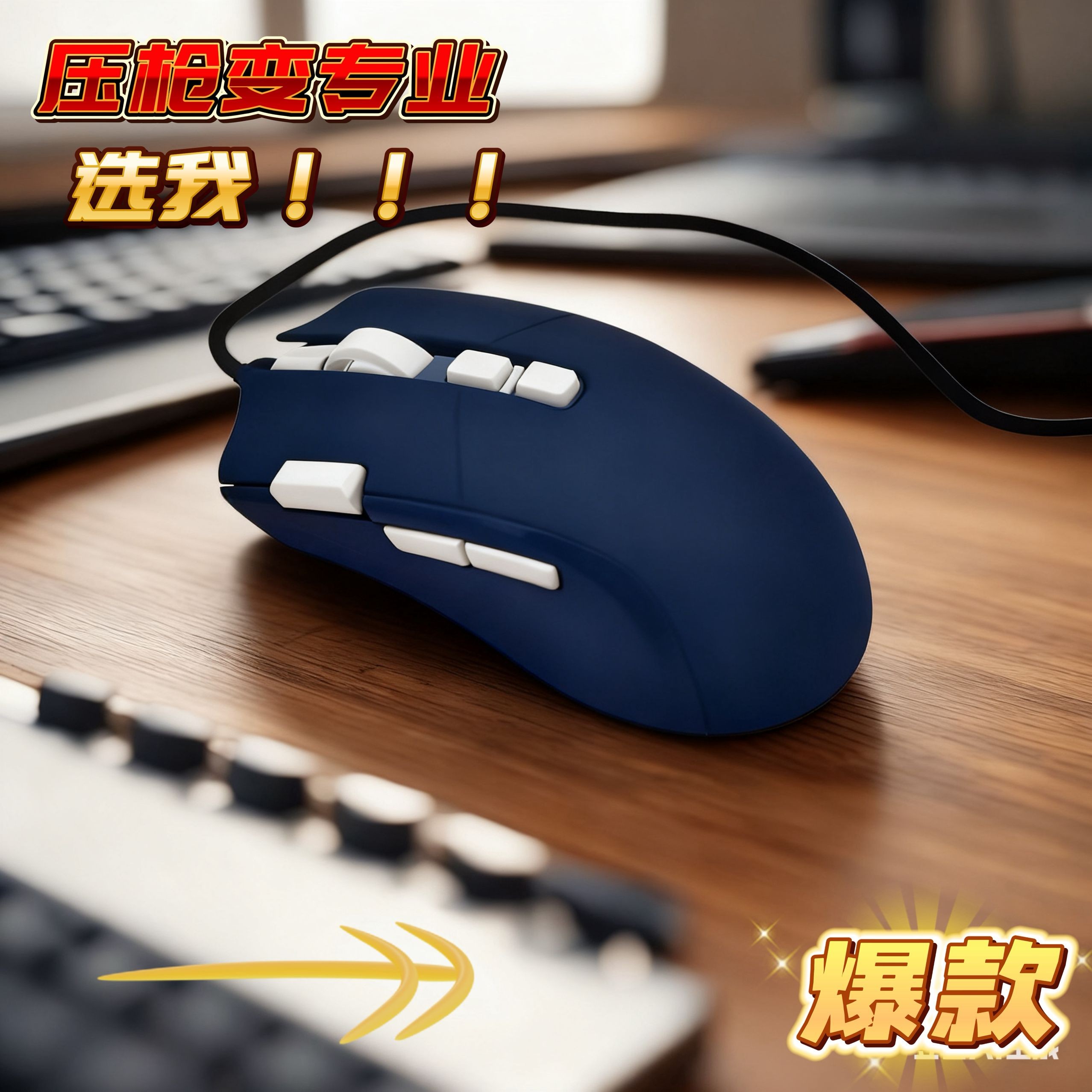 QM电竞鼠标外设吃鸡PUBG压枪有线鼠标电脑办公游戏轻量化游戏鼠标