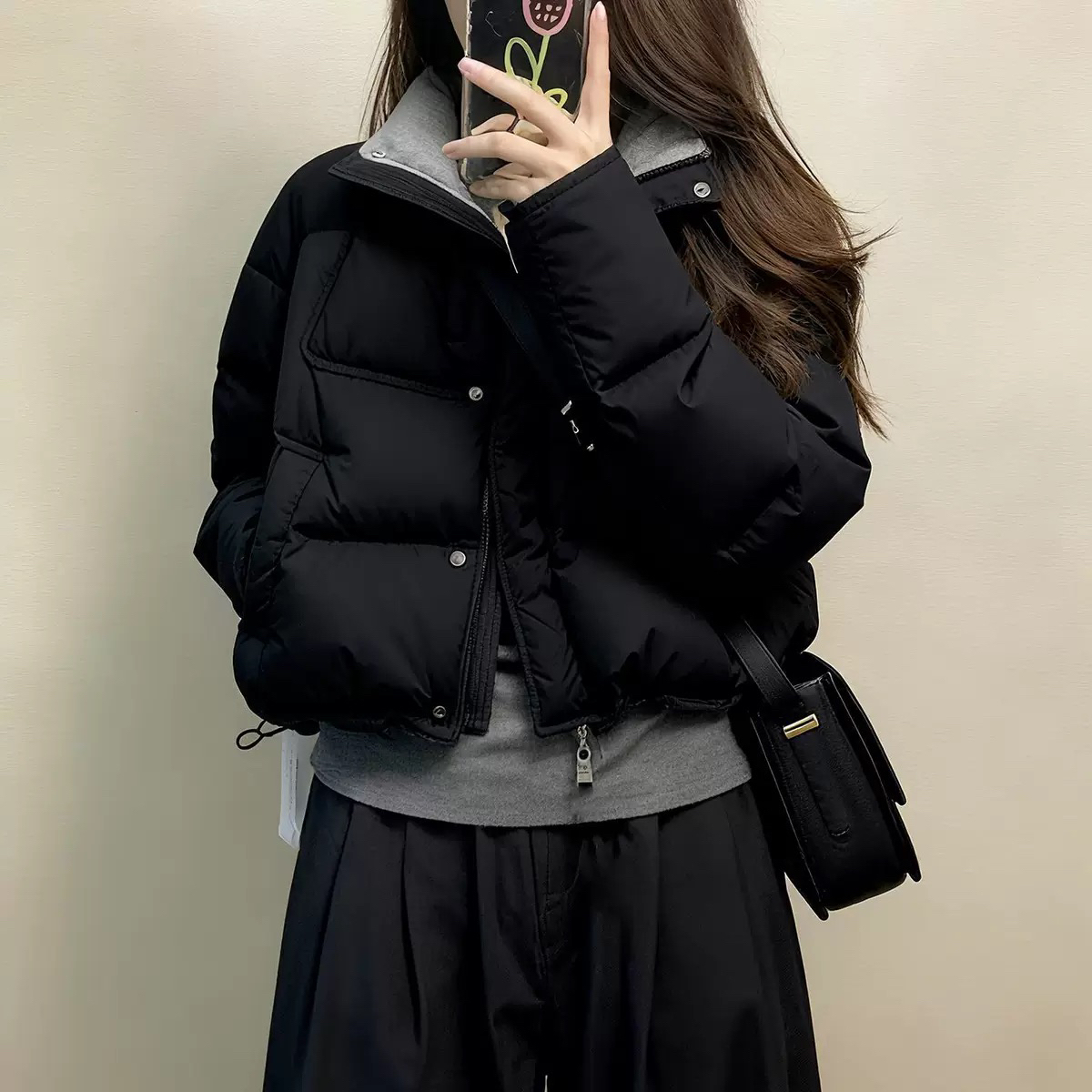 撞色棉服外套女短款2025冬季新款加厚立领显瘦面包服